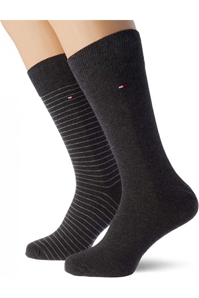 2-Pack Stripe Socks - Grey