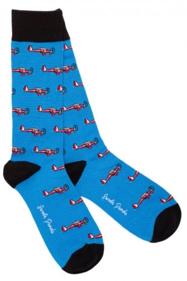 Aeroplane Bamboo Socks - Blue