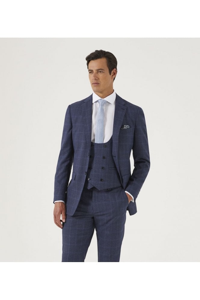 Anello Slim Fit Check Suit Jacket – Blue