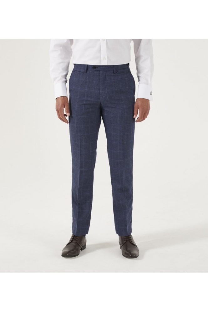Anello Tapered Check Trouser – Blue