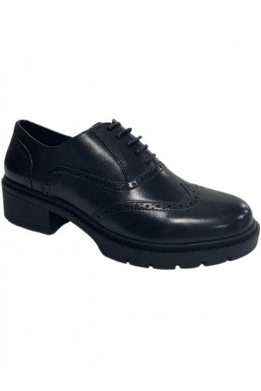 Aston Girls Lace Brogue Shoes – Black