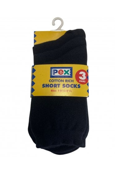 Award School Ankle Socks 3PK - Black