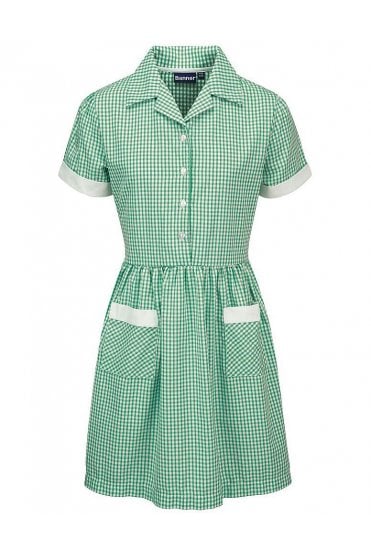 Ayr Gingham Summer Dress - Green