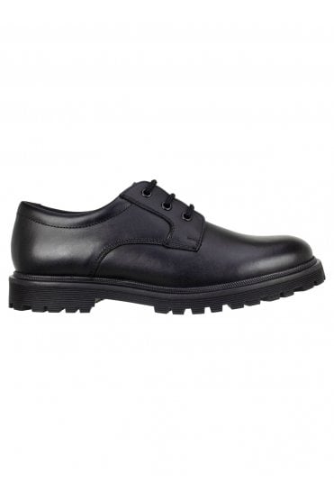 Bailey Leather Lace Up Chunky Sole Shoe - Black