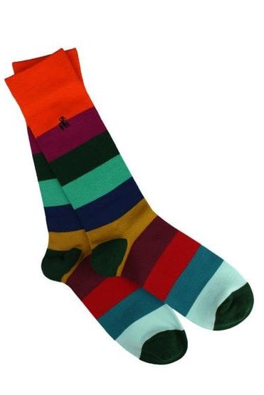 Block Striped Bamboo Socks - Multi