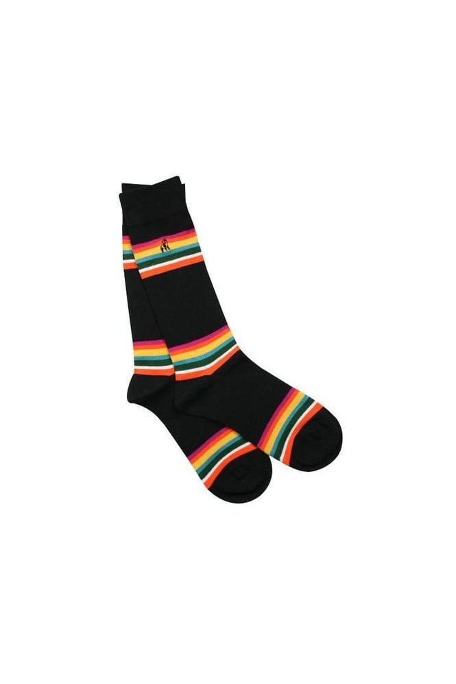 Bold Striped Bamboo Socks - Black