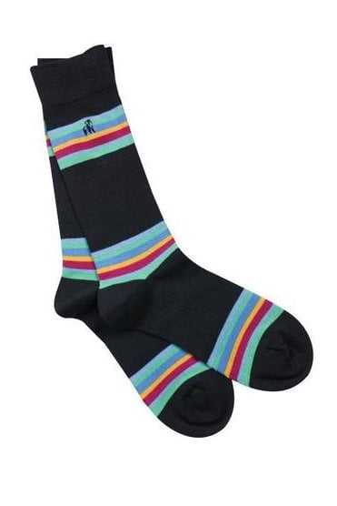 Bold Striped Bamboo Socks - Navy