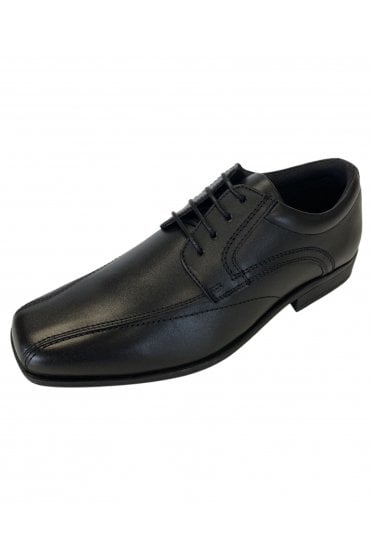 Boys Black Lace Up Leather Shoes – Sizes 4-7