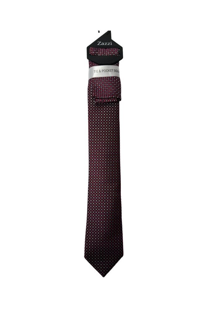 Boys Dot Tie and Pocket Square Set – Red/Silver