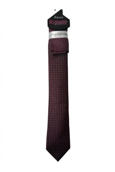 Boys Dot Tie and Pocket Square Set – Red/Silver