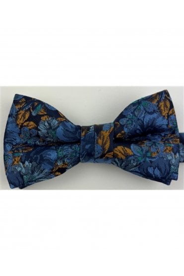 Boys Floral Bow Tie and Pocket Square Set – Orange/Blue