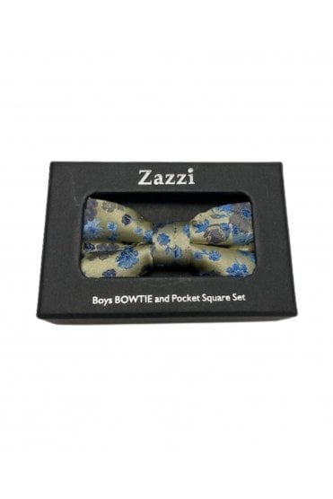 Boys Floral Bow Tie and Pocket Square Set – Yellow