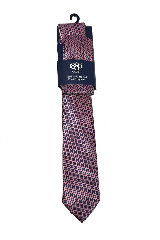 Boys Floral Tie and Pocket Square Set - Pink