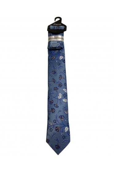 Boys Floral Tie and Pocket Square Set – Sky Blue