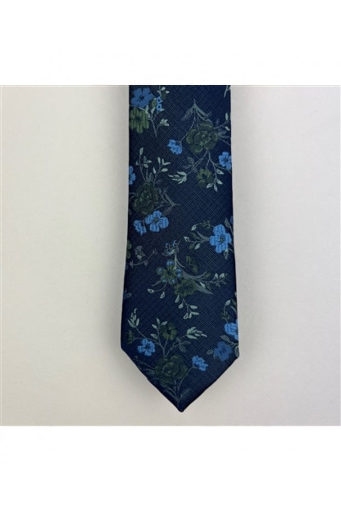 Boys Floral Tie & Pocket Square Set – Green/Navy