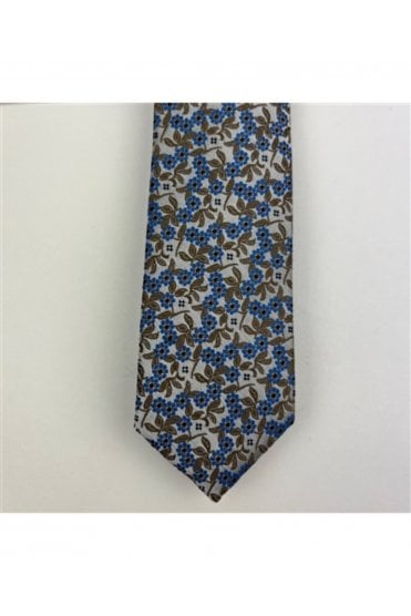 Boys Floral Tie & Pocket Square Set – Taupe/Blue