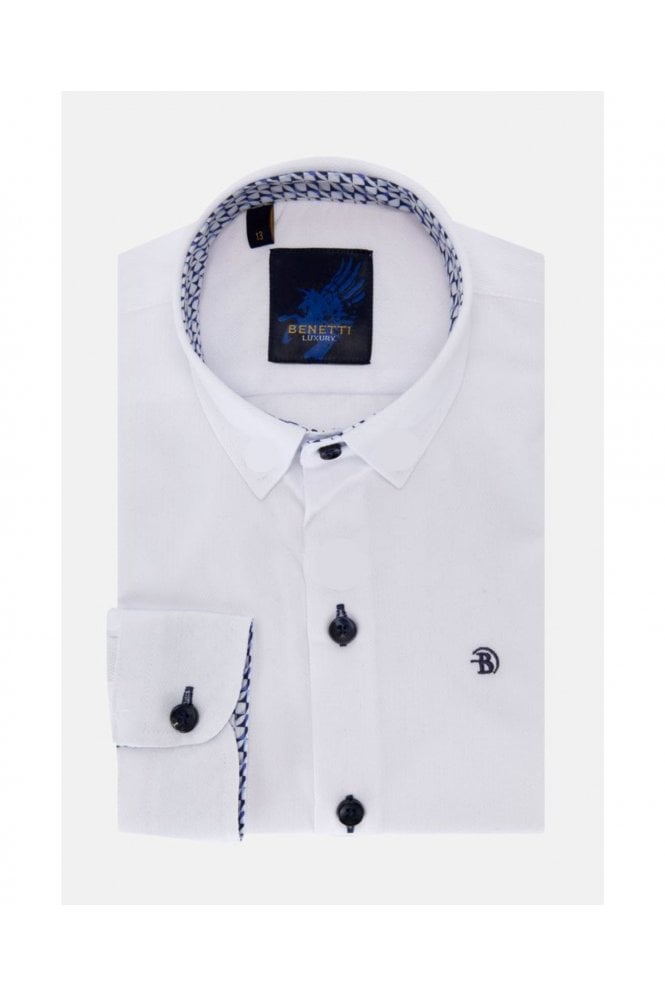 Boys Hudson Modern Fit Shirt – White