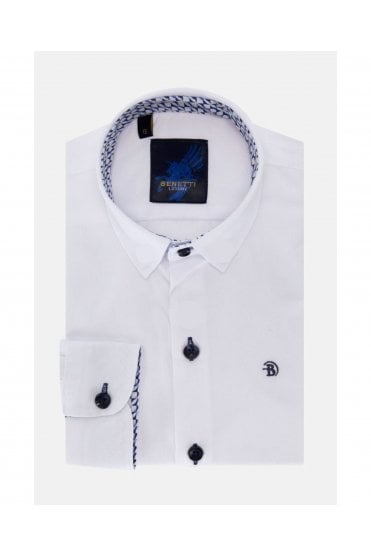 Boys Hudson Modern Fit Shirt – White