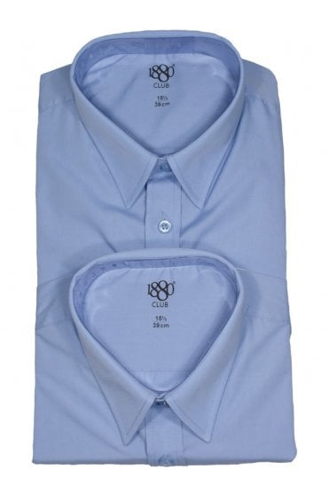 Boys Long Sleeve Fitted Shirt (Twin Pack) - Blue