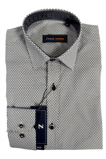 Boys Long Sleeve Patterned Shirt – Blue/Beige