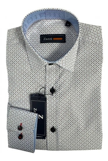 Boys Long Sleeve Patterned Shirt – Blue/Wine
