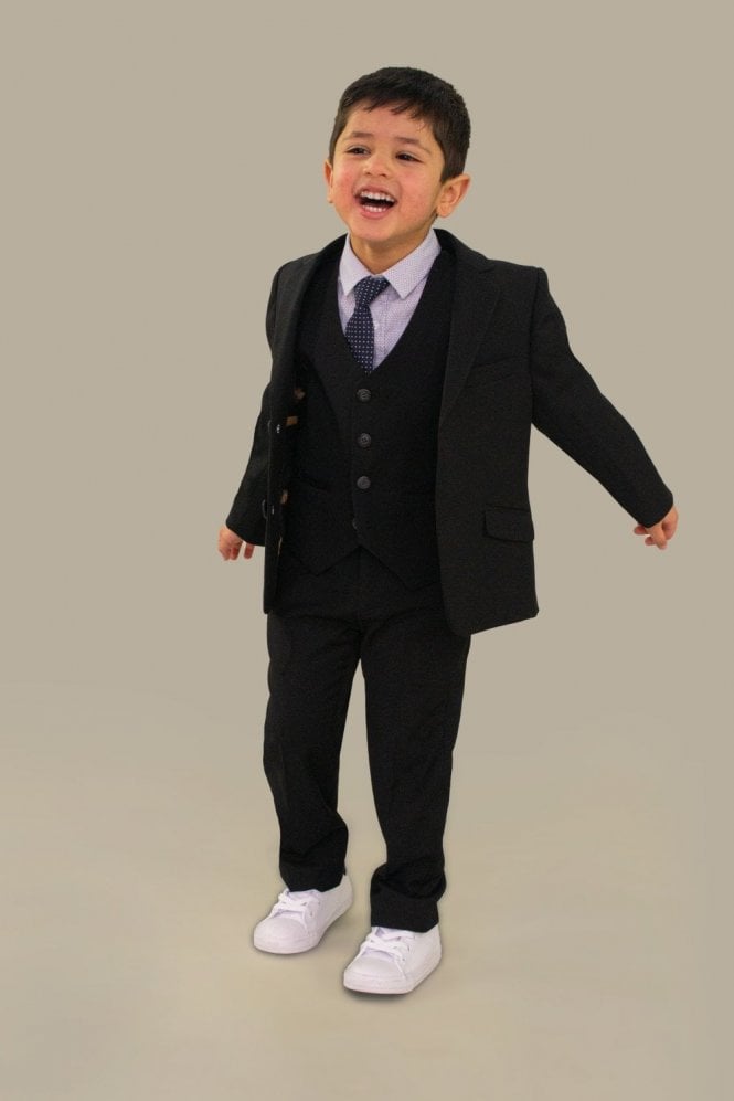 Boys Marco 3 Piece Suit - Black