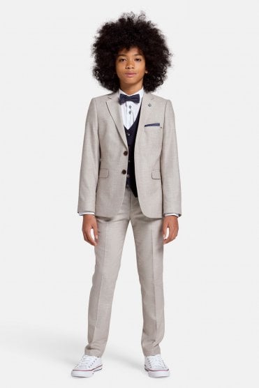 Boys Nicky Three Piece Suit – Stone