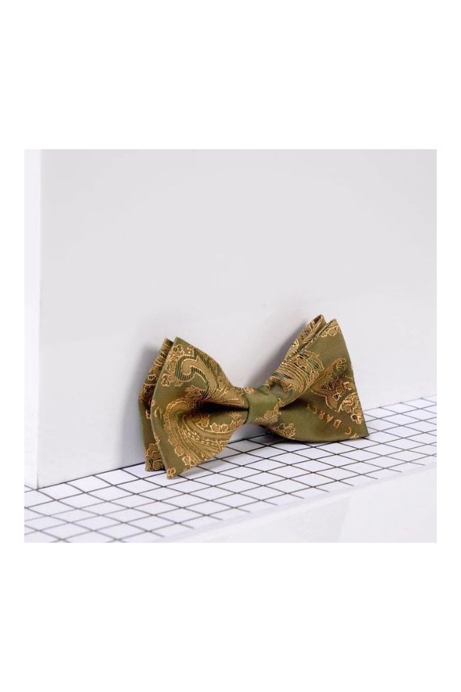 Boys Paisley Print Bow Tie - Gold