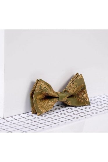 Boys Paisley Print Bow Tie - Gold