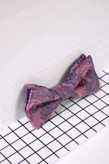 Boys Paisley Print Bow Tie - Pink