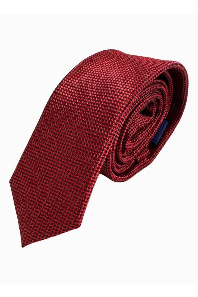 Boys Textured Birdseye Tie - Red