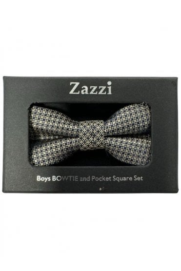 Boys Textured Bow Tie and Pocket Square Set – Gold