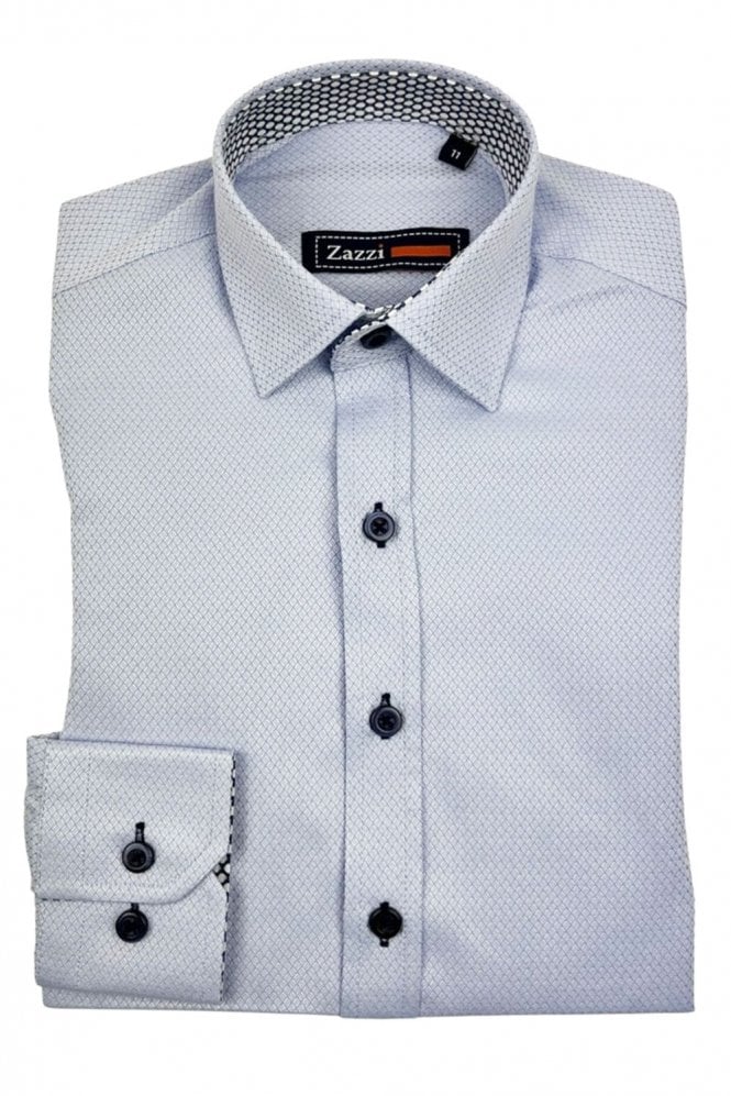 Boys Textured Long Sleeve Shirt – Blue