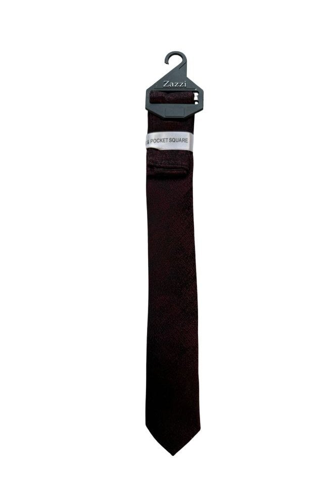 Boys Textured Tie and Pocket Square Set – Burgundy