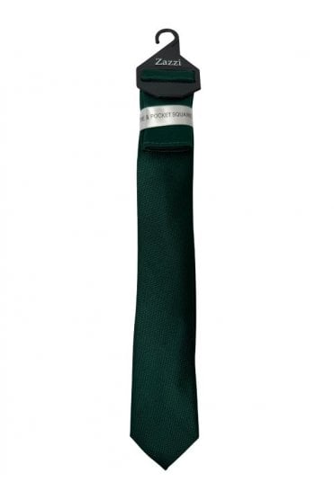 Boys Textured Tie and Pocket Square Set – Green