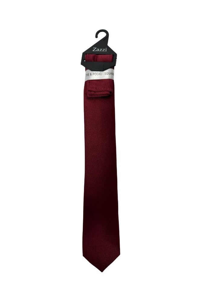 Boys Textured Tie and Pocket Square Set – Red