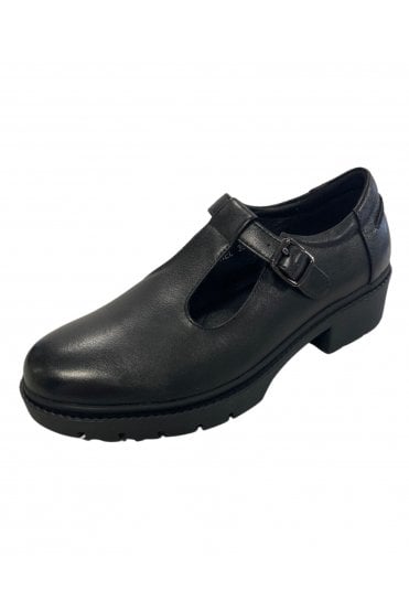 Brunel Girls T-Bar Buckle Shoes – Black