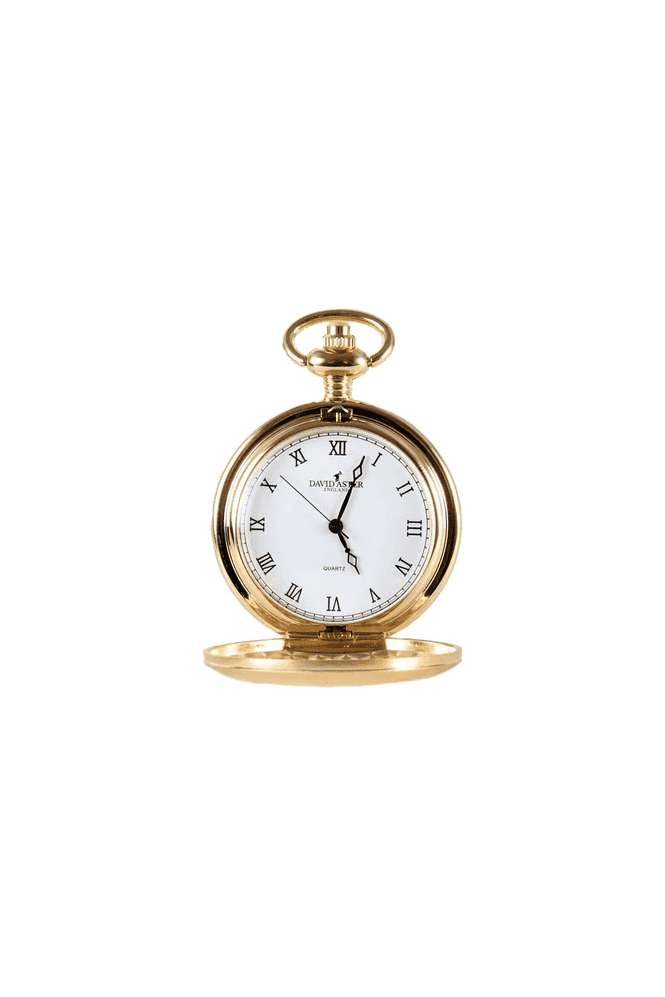 Brushed Quartz Full Hunter Pocket Watch - Gold
