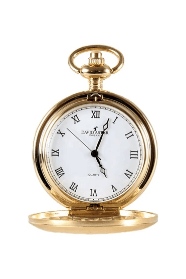 Brushed Quartz Full Hunter Pocket Watch - Gold