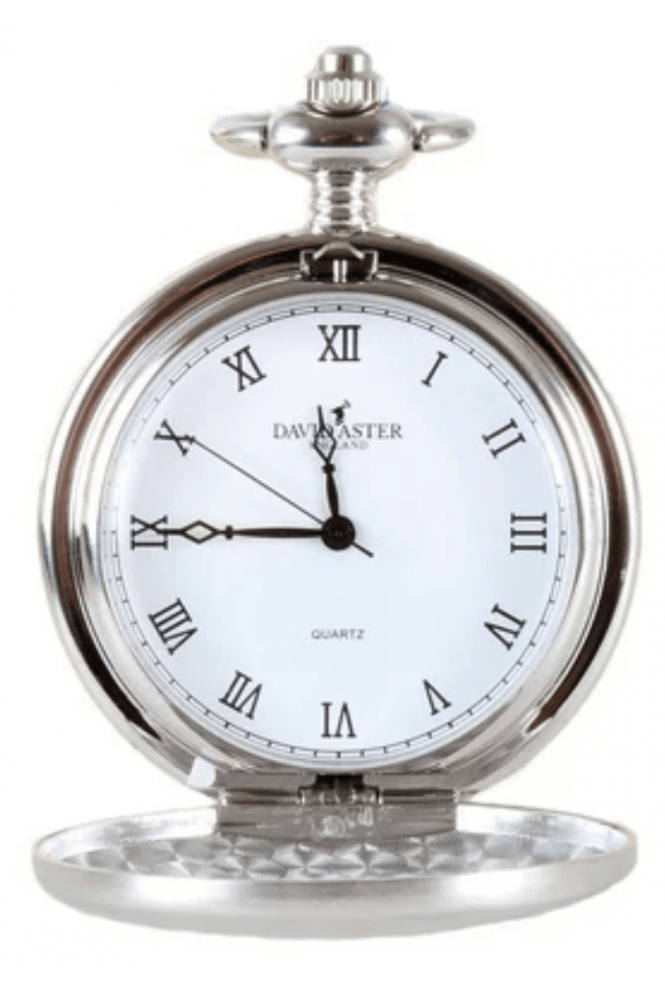 Brushed Quartz Full Hunter Pocket Watch - Silver