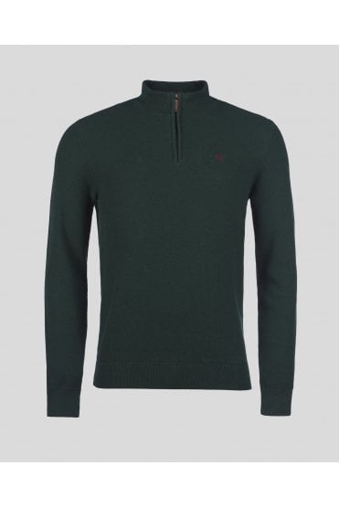 Carn Cotton Structure 1/4 Zip Jumper – Bottle Green