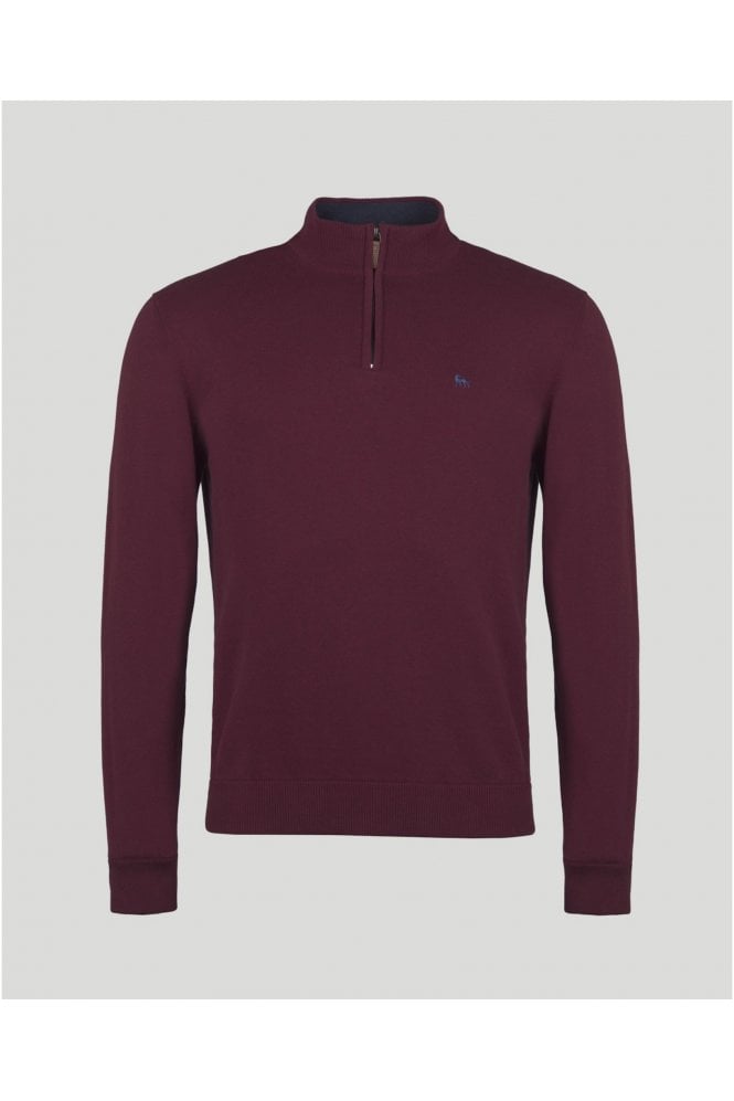 Carn Cotton Structure 1/4 Zip Jumper – Mulberry