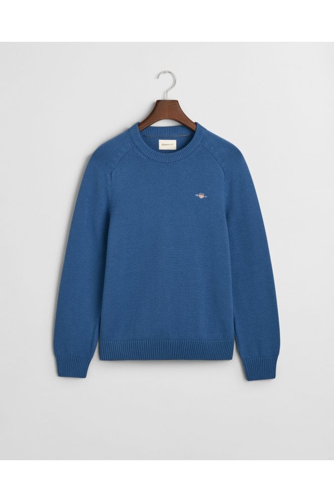 Casual Cotton Crew Neck Sweater – Vintage Blue