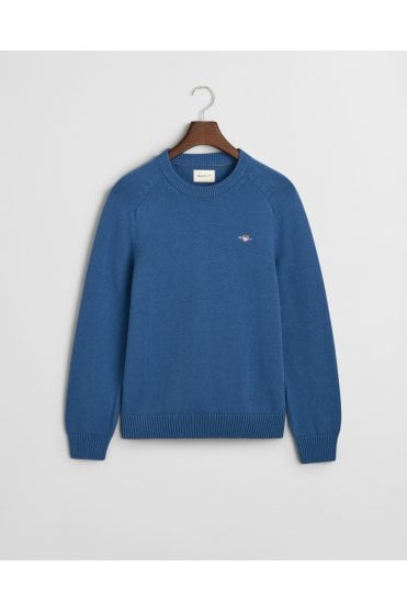 Casual Cotton Crew Neck Sweater – Vintage Blue