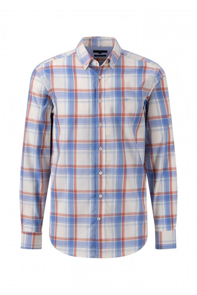 Check Pattern Long Sleeve Cotton Shirt – Crystal Blue
