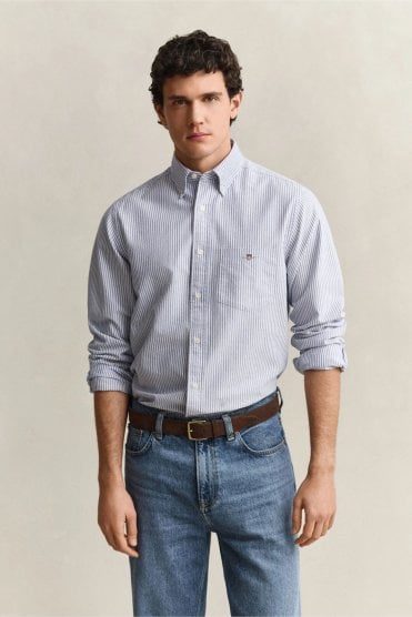 Classic Regular Striped Oxford Shirt – College Blue