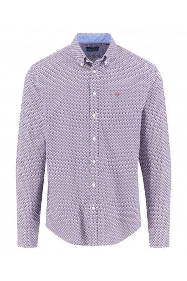 Combi Print Casual Shirt – Berry
