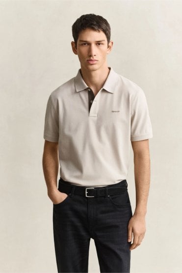 Contrast Piqué Polo Shirt – Clay Beige