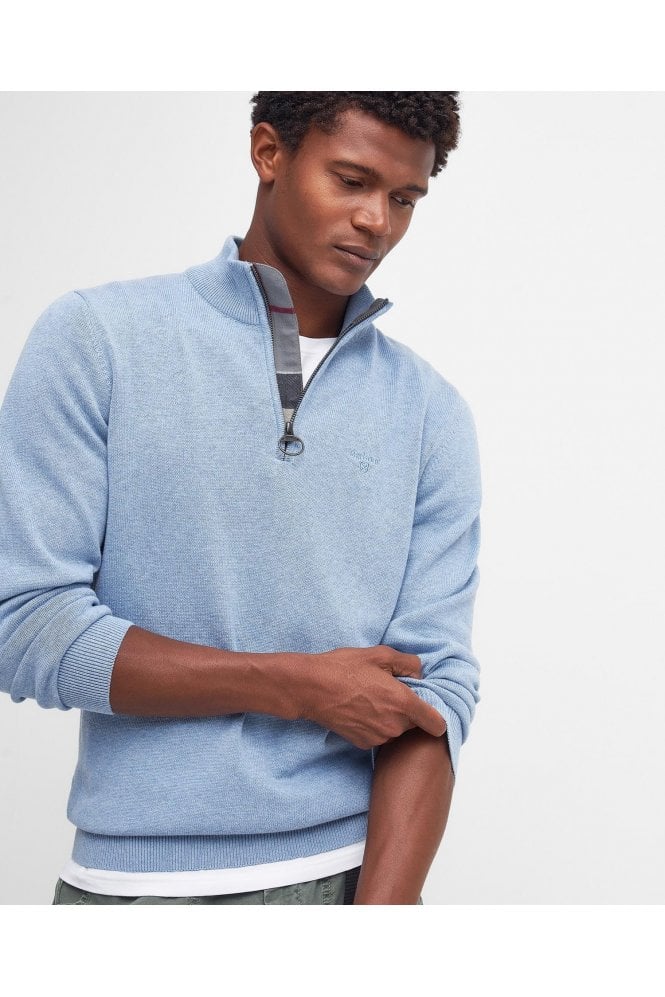 Cotton Half Zip Jumper – Dark Chambray