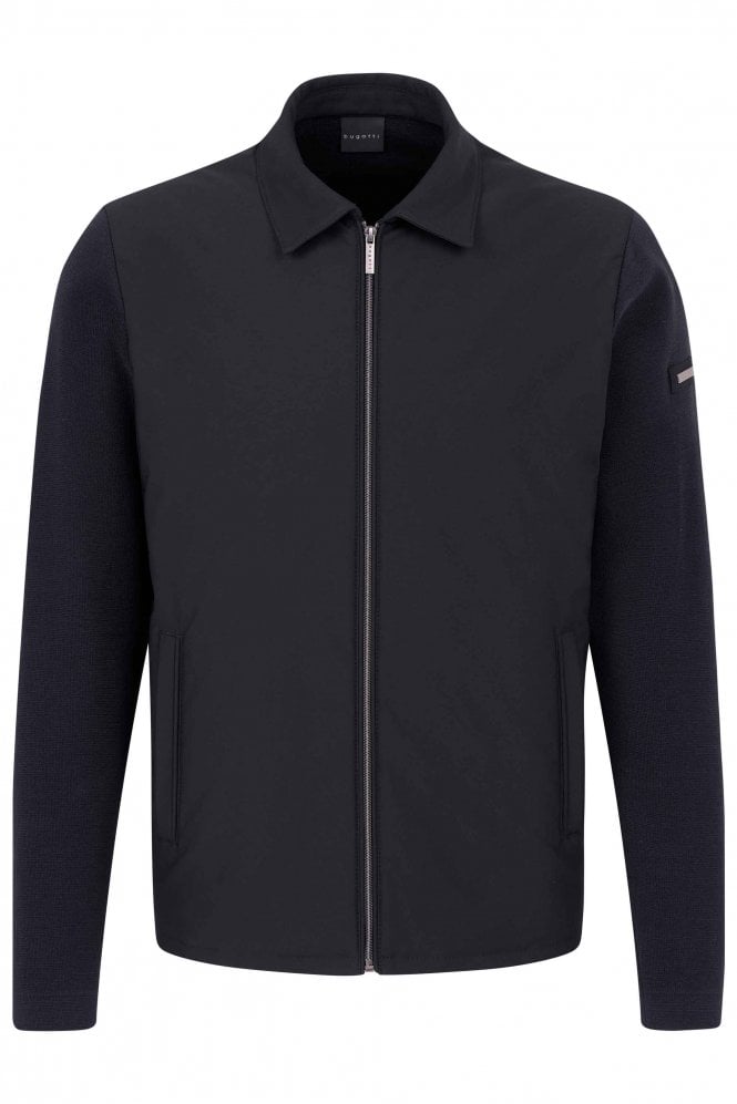 Cotton Knit Zip Jacket - Navy
